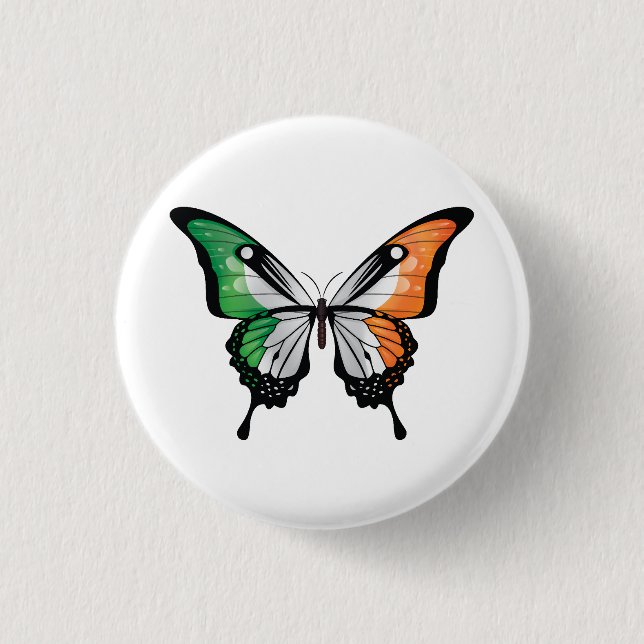 Bóton Redondo 2.54cm Bandeira da Borboleta da Irlanda (Frente)