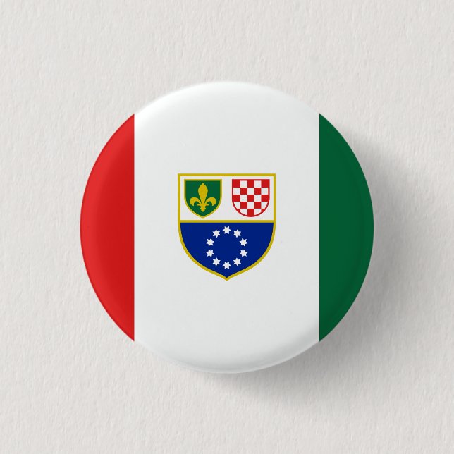 Bóton Redondo 2.54cm Bandeira da Bósnia-Herzegovina (Frente)