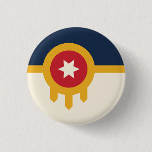 Bóton Redondo 2.54cm Bandeira da cidade de Tulsa, Estado de Oklahoma