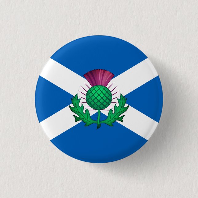 Bóton Redondo 2.54cm Bandeira da Escócia com Thistle sobreposta (Frente)