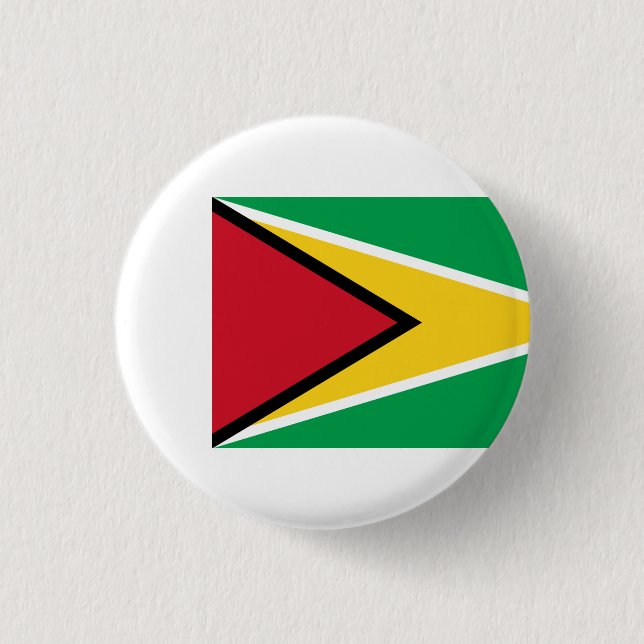Bóton Redondo 2.54cm Bandeira da Guiana, Bandeira da Guiana (Frente)