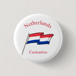 Bóton Redondo 2.54cm Bandeira da Holanda Thunder_Cove