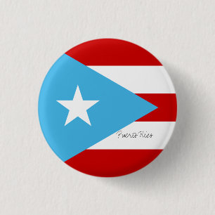 Bóton Redondo 2.54cm Bandeira da luz de Puerto Rico - vermelho azul e