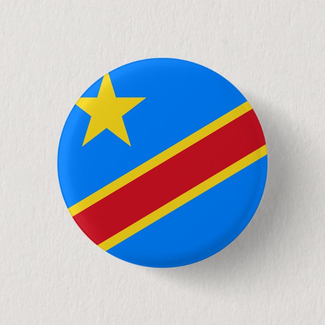 Bóton Redondo 2.54cm Bandeira da República Democrática do Congo (Frente)