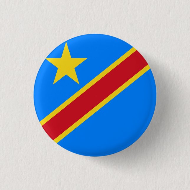 Bóton Redondo 2.54cm Bandeira da República Democrática do Congo (Frente)