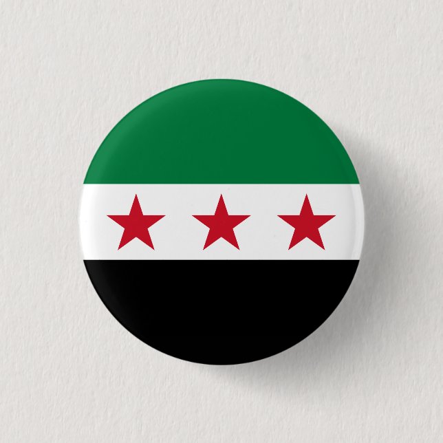 Bóton Redondo 2.54cm Bandeira da Síria (dezembro de 2024) (Frente)