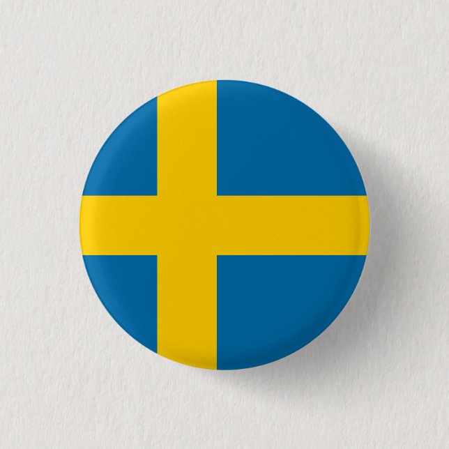 Bóton Redondo 2.54cm Bandeira da Suecia (Frente)