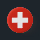 Bóton Redondo 2.54cm Bandeira da Suiça<br><div class="desc">Bandeira da Suiça</div>