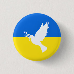 Bóton Redondo 2.54cm Bandeira da Ucrânia - Dove of Peace - Peace - Free