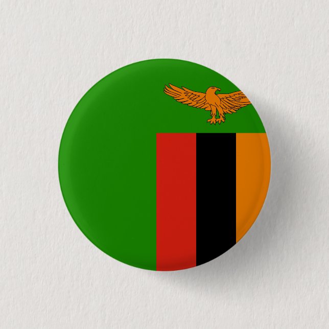 Bóton Redondo 2.54cm Bandeira da Zâmbia (Frente)