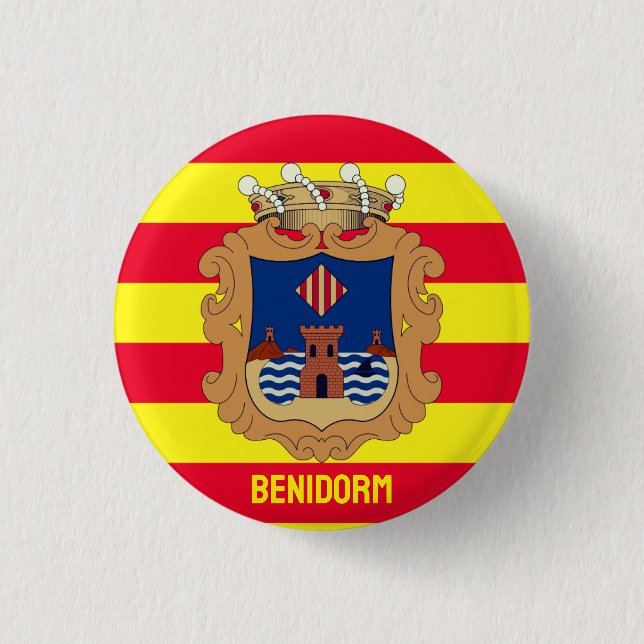 Bóton Redondo 2.54cm Bandeira de Benidorm - Comunidad Valenciana (ESP) (Frente)