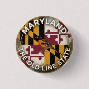 Bóton Redondo 2.54cm 🦜 Bandeira de Maryland e Patrimônio do Baltimore