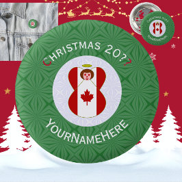 Bóton Redondo 2.54cm Bandeira de Natal do Anjo Canadense Personalizada 