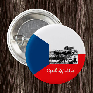 Bóton Redondo 2.54cm Bandeira de Praga e República Checa - histórica Ch