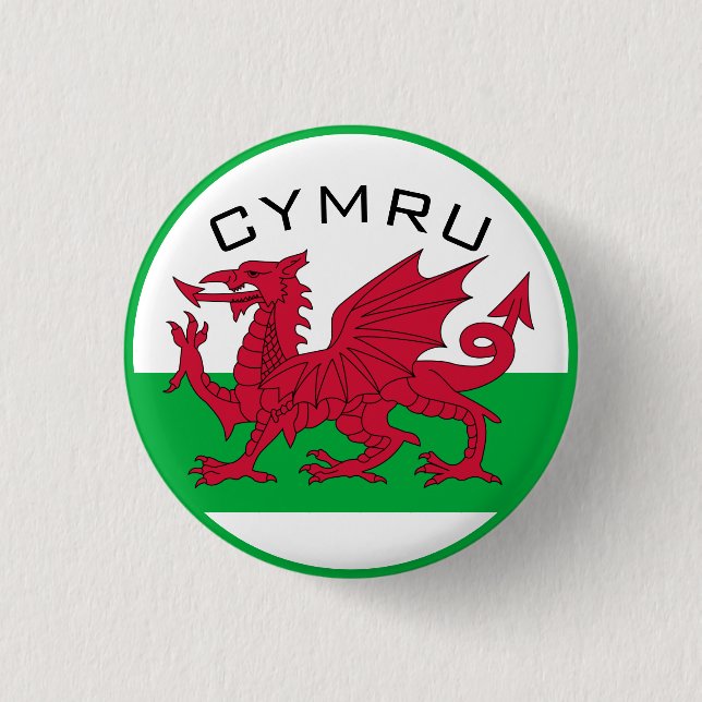 Bóton Redondo 2.54cm bandeira de wales (Frente)