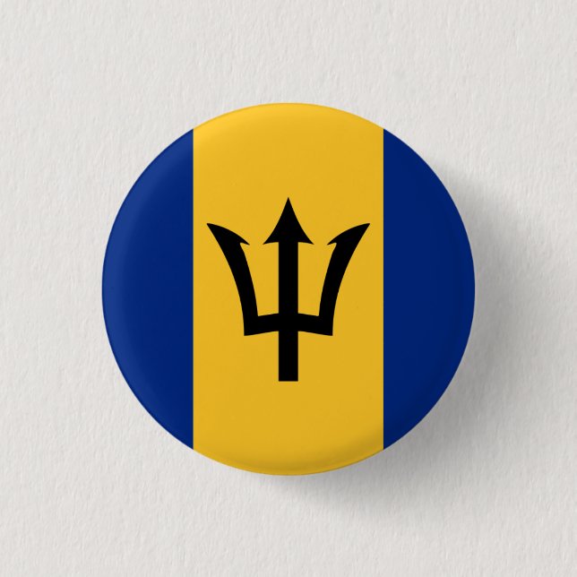 Bóton Redondo 2.54cm Bandeira do Barbado, Bandeira dos Barbados (Frente)
