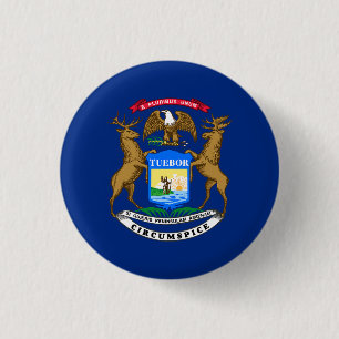 Bóton Redondo 2.54cm Bandeira do estado de Michigan