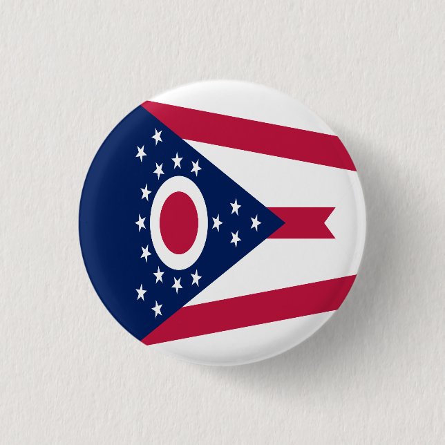Bóton Redondo 2.54cm Bandeira do Estado de Ohio (Frente)