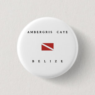 Bóton Redondo 2.54cm Bandeira do mergulho do mergulhador de Caye Belize