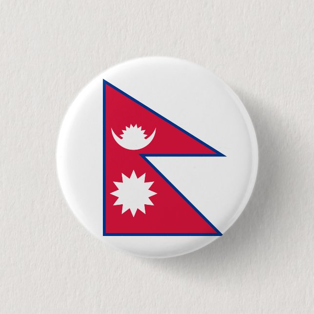 Bóton Redondo 2.54cm Bandeira do Nepal (Nepalês) (Frente)