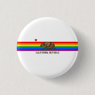 Bóton Redondo 2.54cm Bandeira do orgulho gay de Califórnia
