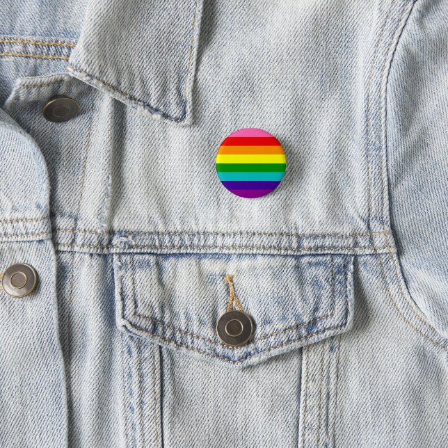 Bóton Redondo 2.54cm Bandeira do Orgulho Gay de Gilbert Baker Faixa Arc (In Situ)