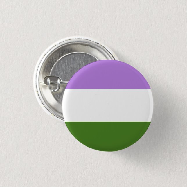 Bóton Redondo 2.54cm Bandeira do Orgulho Genderqueer (Frente & Verso)