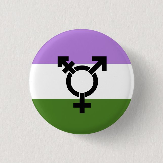 Bóton Redondo 2.54cm Bandeira do Orgulho Genderqueer (Frente)