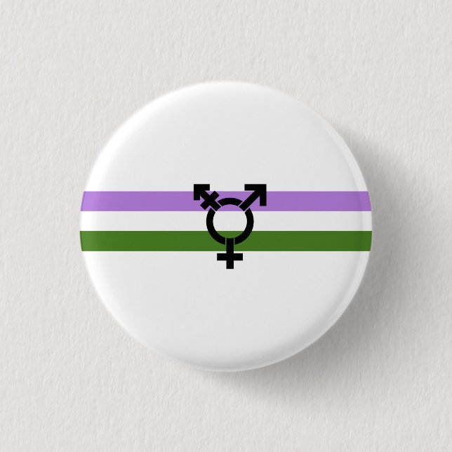 Bóton Redondo 2.54cm Bandeira do Orgulho Genderqueer (Frente)