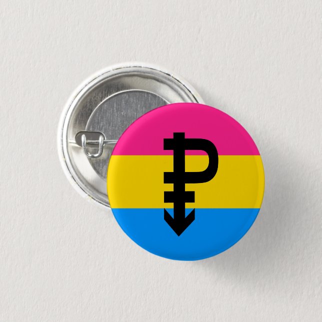 Bóton Redondo 2.54cm Bandeira do Orgulho Pansexual (Frente & Verso)