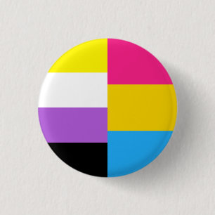 Bóton Redondo 2.54cm Bandeira do Orgulho Pânsexual Não Binário Dupla