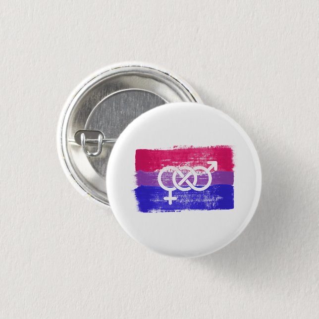 BÓTON REDONDO 2.54CM BANDEIRA DO ORGULHO SÍMBOLO BISSEXUAL PINTADA (Frente & Verso)