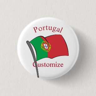 Bóton Redondo 2.54cm Bandeira do País Portugal Thunder_Cove