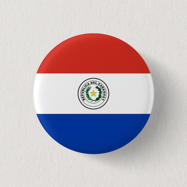 Bóton Redondo 2.54cm Bandeira do Paraguai, Bandeira do Paraguai (Frente)
