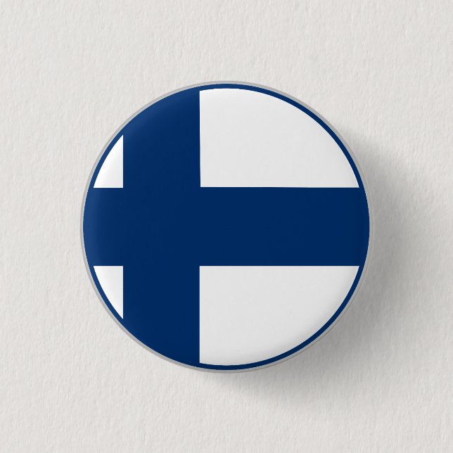 Bóton Redondo 2.54cm Bandeira Finlandesa (Frente)