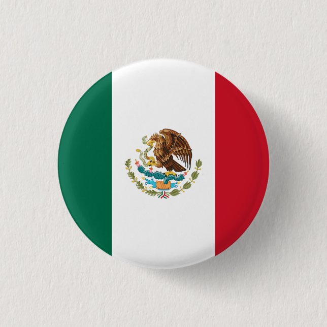 Bóton Redondo 2.54cm Bandeira mexicana, Bandeira do México (Frente)