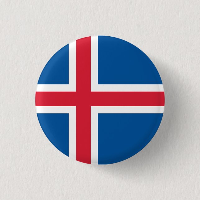 Bóton Redondo 2.54cm Bandeira Nacional da Islândia (Frente)