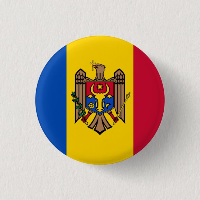 Bóton Redondo 2.54cm Bandeira Nacional da Moldávia (Frente)
