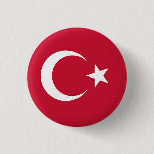 Bóton Redondo 2.54cm Bandeira Nacional da Turquia
