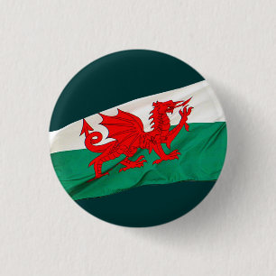 Bóton Redondo 2.54cm Bandeira nacional de Wales, o dragão vermelho