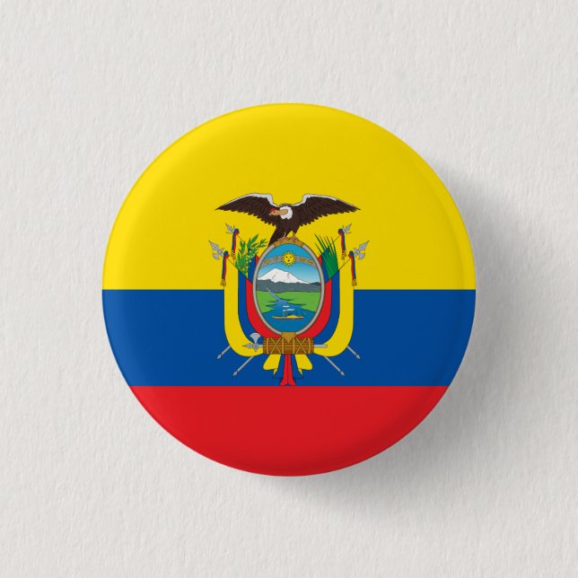 Bóton Redondo 2.54cm Bandeira nacional do Equador (Frente)
