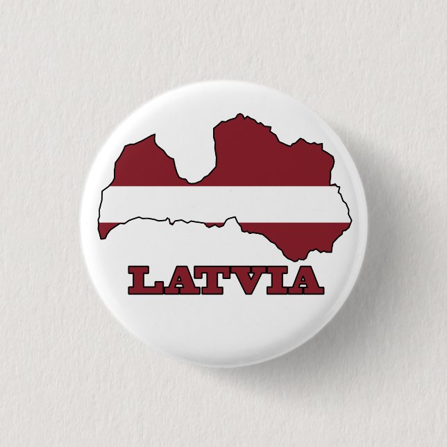 Bóton Redondo 2.54cm Bandeira no mapa de Latvia (Frente)