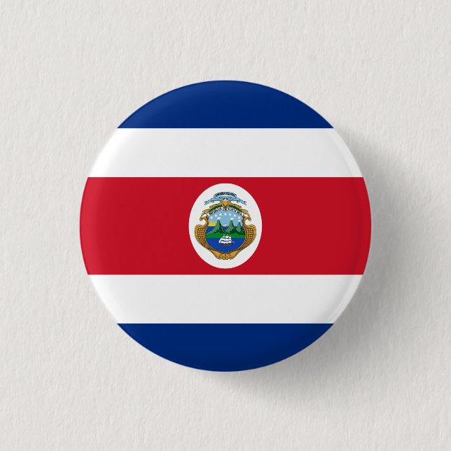 Bóton Redondo 2.54cm Bandeira Patriótica da Costa Rica (Frente)