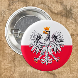 Bóton Redondo 2.54cm Bandeira Polonesa e Polônia de águia patriota/espo
