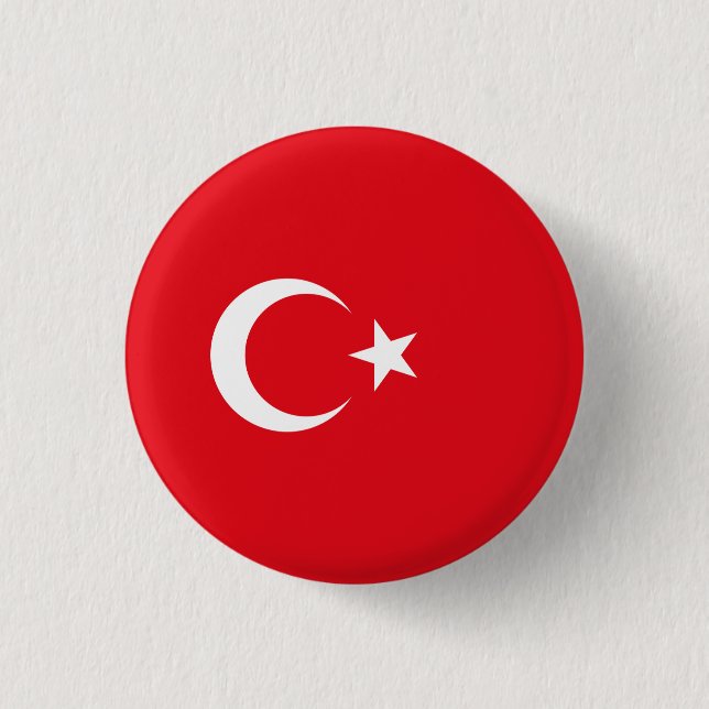 Bóton Redondo 2.54cm Bandeira Turca, Bandeira da Turquia (Frente)