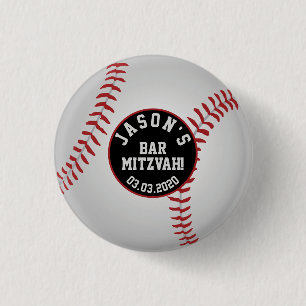 Bóton Redondo 2.54cm Bar De Beisebol Mitzvah Favorito Botão Vermelho P