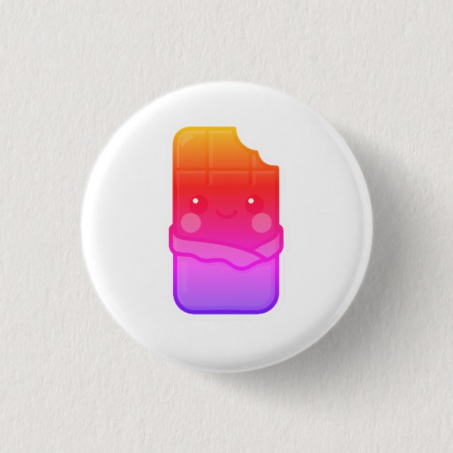 Bóton Redondo 2.54cm Bar de Chocolate Kawaii (Frente)