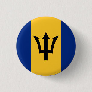 Bóton Redondo 2.54cm Barbados Bajan Flag Caribe Barbadiano