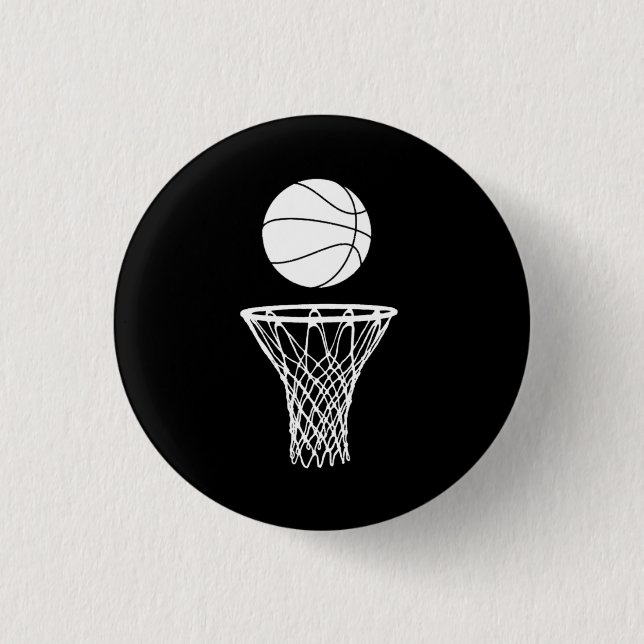Bóton Redondo 2.54cm Basquetebol e preto do botão da aro (Frente)