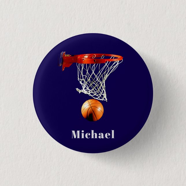 Bóton Redondo 2.54cm Basquetebol Substitua pelo Seu Nome (Frente)